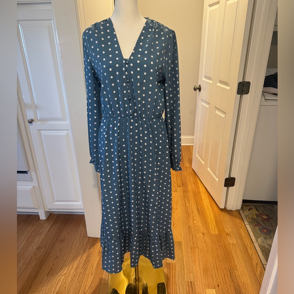 Polka Dot Blue Maxi Dress